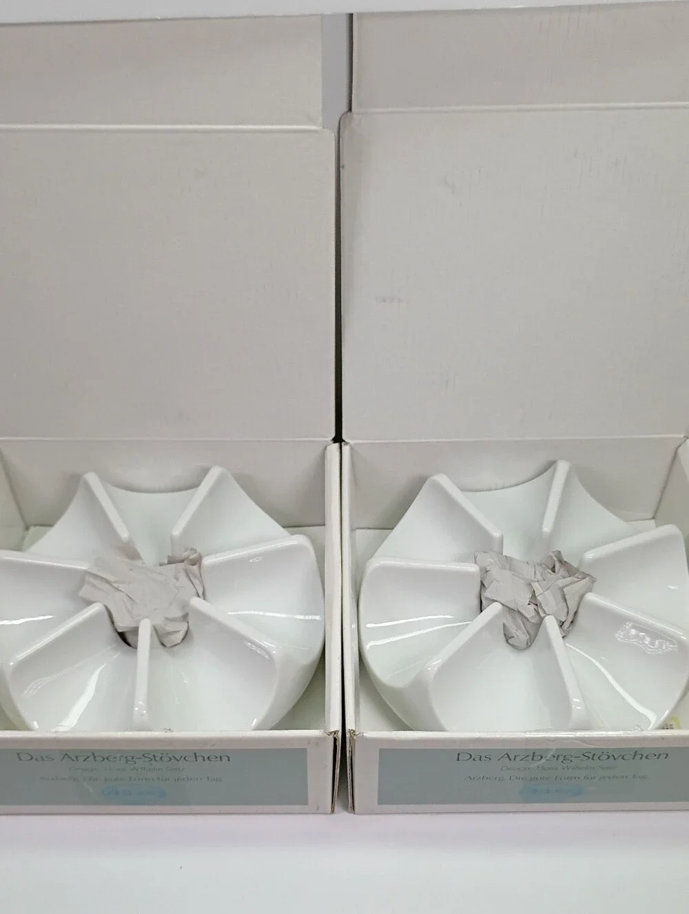 2 Ct Arzberg Teapot Warmer Votive Candle Holder White Porcelain Germany VINTAGE